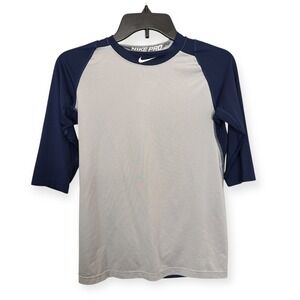 Nike Pro Dri Fit Fitted Pro Cool Reglan‎ 3/4 Sleeve Baseball Shirt Boys L